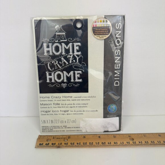 Dimensions Counted Cross Stitch Kit Home Crazy Home Funny 5x7 Black White Decor - Picture 1 of 10